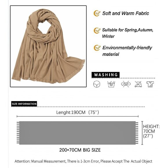🆕 Women Brown Wedding Evening Dress Pashmina Shawl Winter Foulard Femme Wraps - Picture 6 of 7